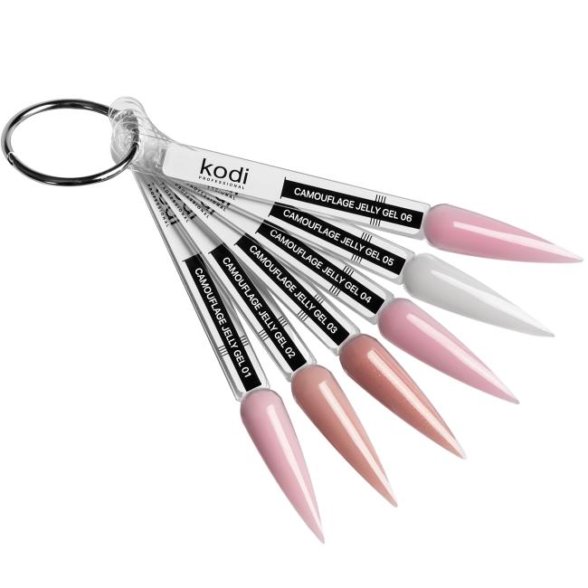 Palette of Camouflage Jelly Gel, stiletto (6 tips)